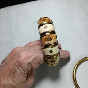 Brass and bone bangle, Looks Vintage brass Alternates With Bone, Boho, Chunky
